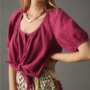 Anthropologie Pilcro Puff Sleeve Blouse